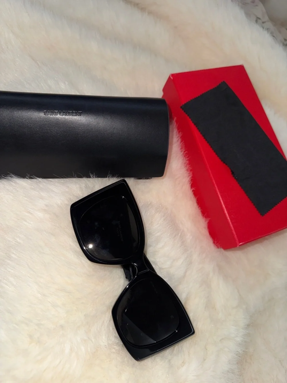 Saint Laurent Black Sunglasses with Gold Accent - Picture 2 of 7